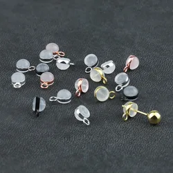 10pcs/lot Ear Back Stoppers with Stainless steel Hanging Ring Hamburger Ear Plugs For Jewelry Making DIY Earring Accessorie