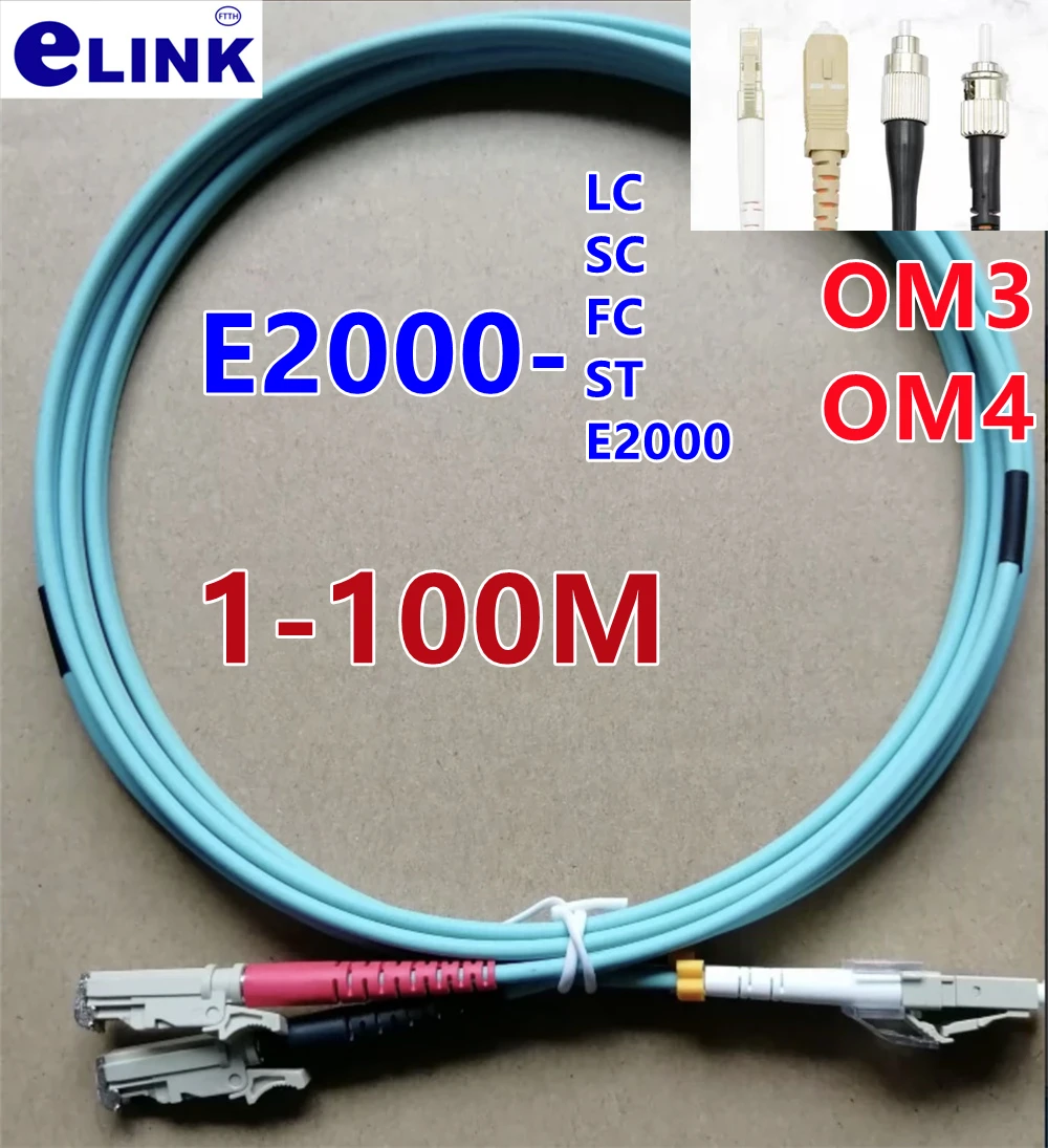 

E2000 patchcord duplex 1M-100M OM3 OM4 LC FC ST APC SM 5m 10m 3m 7m 20m 30m 40m 50m 100m fiber optic jumper 2 cores dual fiber