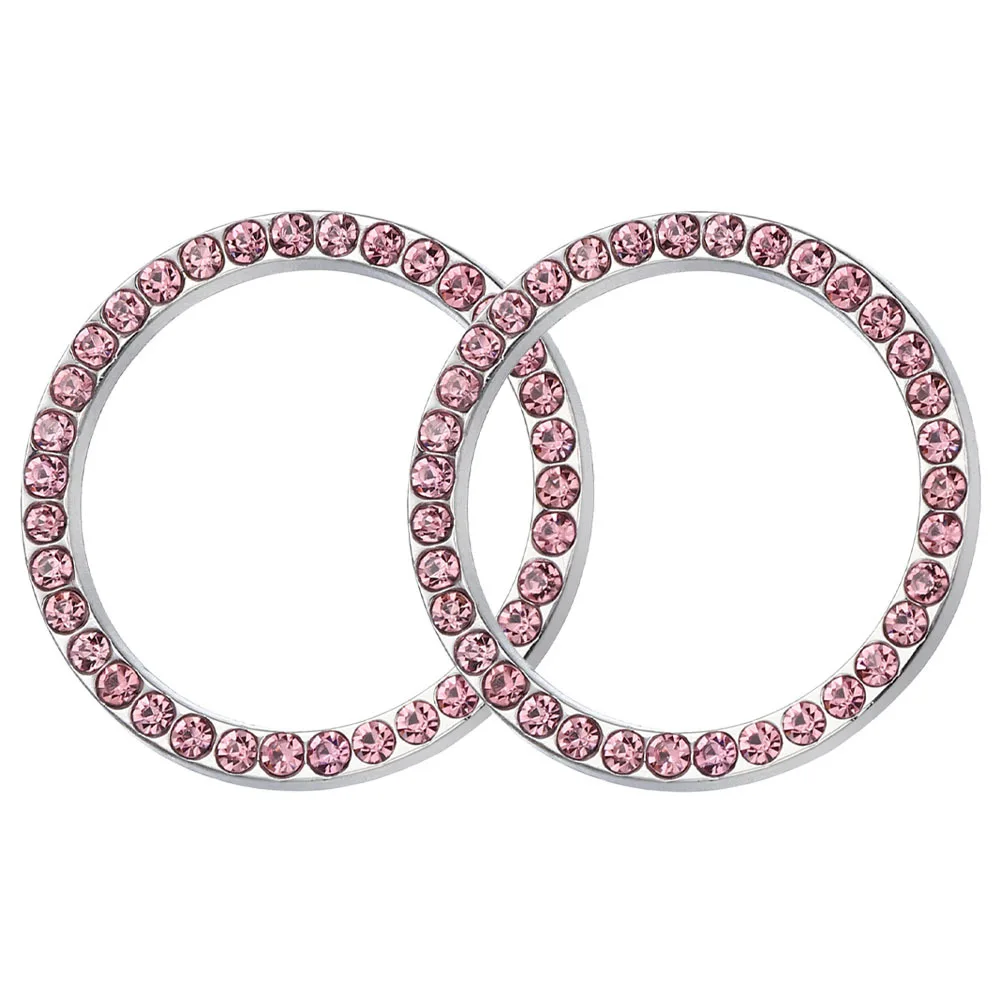 

2Pcs Push Start Engine Button Cover Rhinestone Decoration Ring Car Interior Accessories Push to Start Button Cover