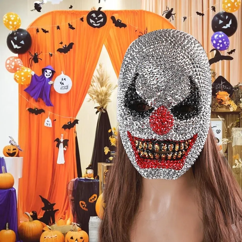 Halloween Inlaid Diamonds Gothic Style Skeleton Masks Cosplay Fashion Prom Cosplay Face Props Party Halloween Carnival Masks