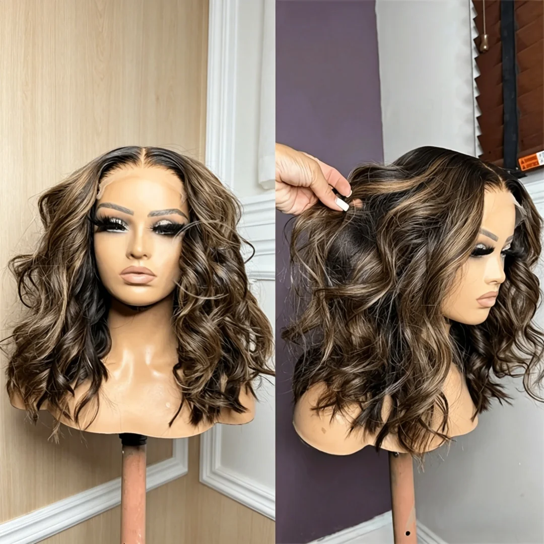 

18inch Highlight Blond Body Wave 5*5 Lace Front Hair 100% Human Hair Wig 150 Density with Baby Hair Pre-Plucked Soft Hair Wig