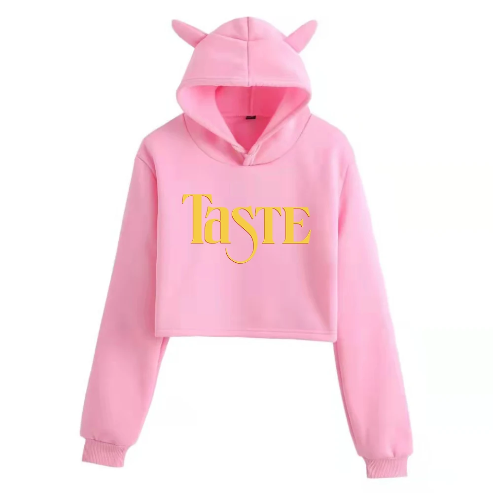 Sabrina Carpenter Taste New Album Cat Ears Long Sleeve Crop Tops Girls Fashion Hoodie