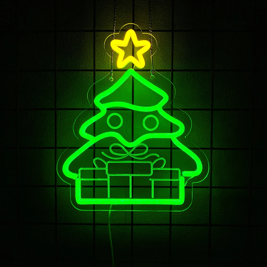 Christmas Tree Series Neon Signs, Aesthetic Line Icons, Used In Clubs, Homes, Shops, Christmas Parties Art Decor, Easy To Hang.