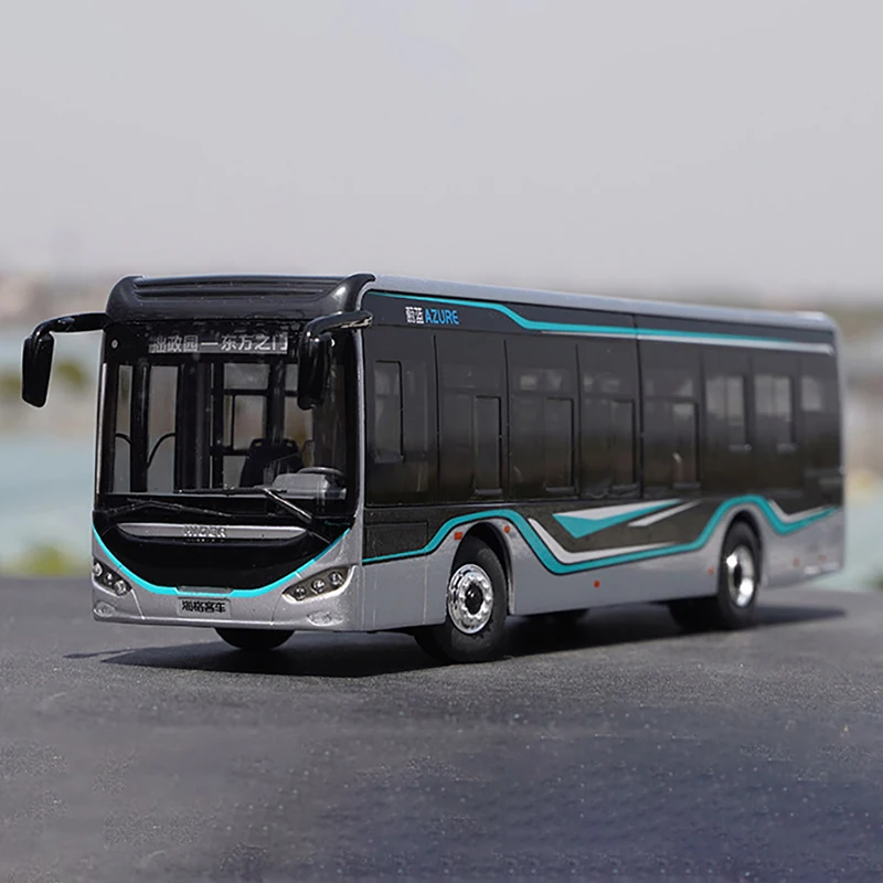 1-42-original-haige-blue-car-model-alloy-new-energy-bus-light-edition-bus-model