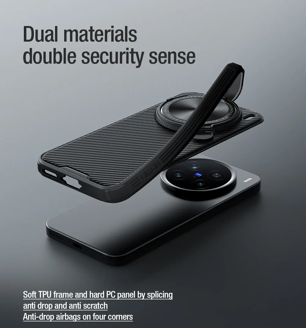 NILLKIN-Magnetic Case for Vivo X200 Pro, Dustproof, Anti-Fingerprint, Flip-Style Lens Protection, MagSafe Back Cover with Holder