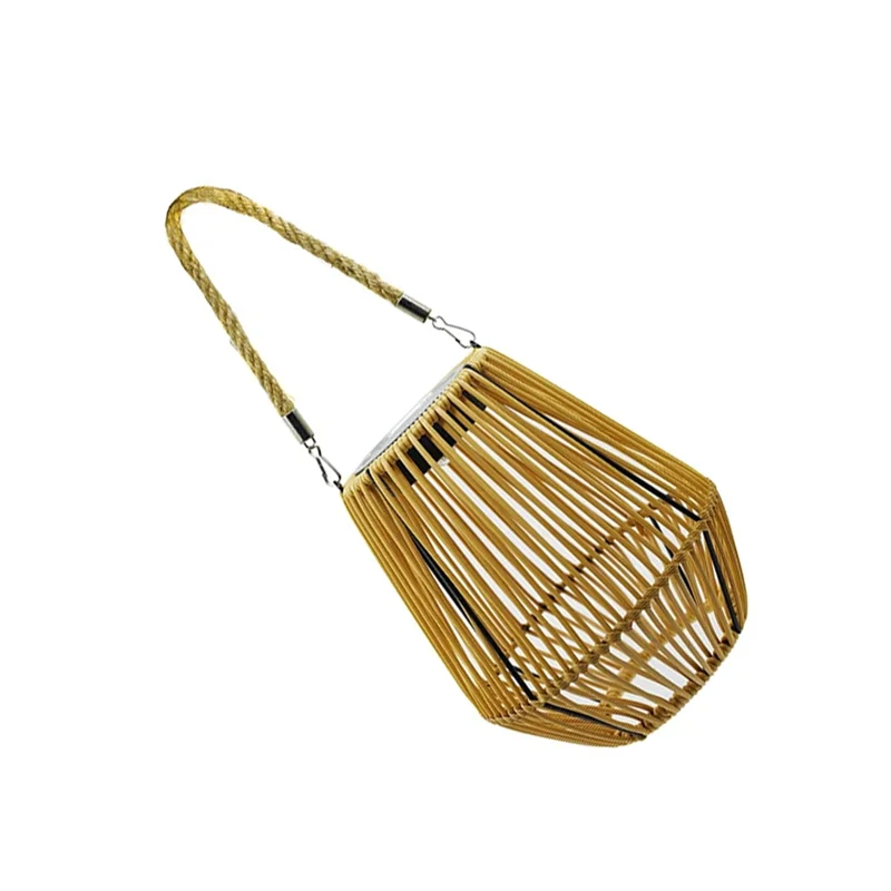 A27F-lanterne solaire extérieure en rotin, lampe de jardin LED en osier étanche pour décoration de Patio dans la cour de jardin