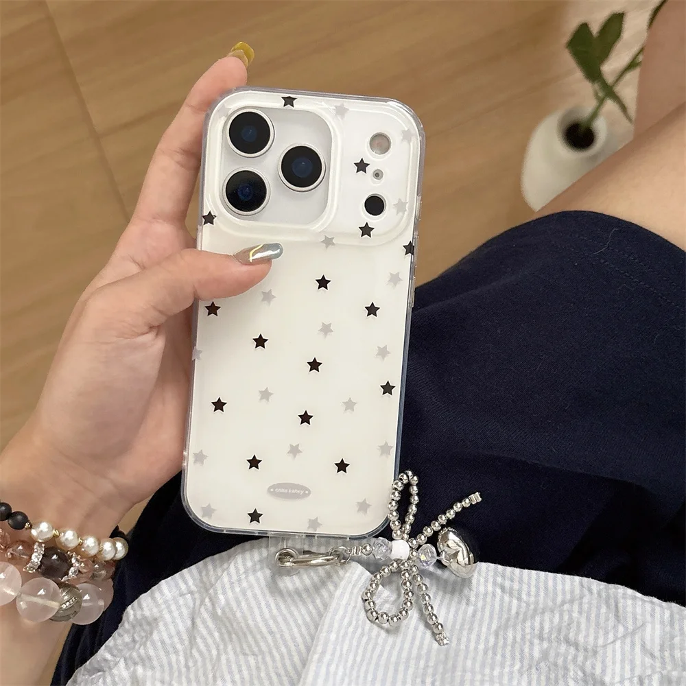Korean INS simple star mobile phone case for iPhone 17 Pro Max 13 14 15 Pro 16 cover cute cartoon protection Cases For 16 Pro 17