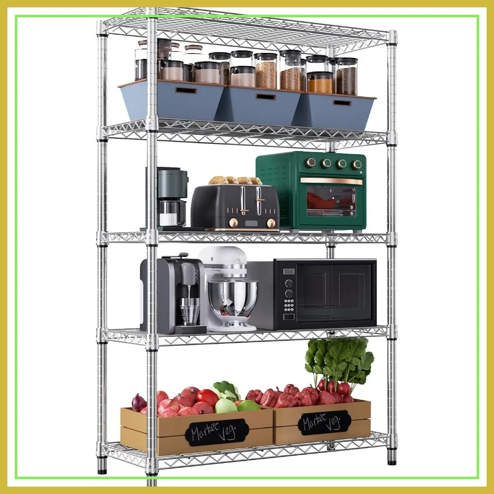 

1750 LBS Storage Shelves 5-Tier Utility Shelving Unit Steel Organizer Wire Rack 17.7"D x 47.2"W x 72.3"H