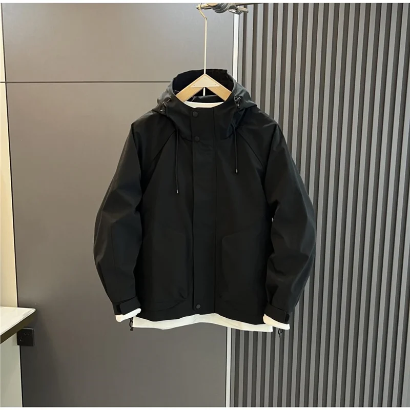 

Мужская модная уличная куртка с капюшоном, весенне-осенняя повседневная ветрозащитная куртка из полиэфирного волокна, длинная застежка-молния