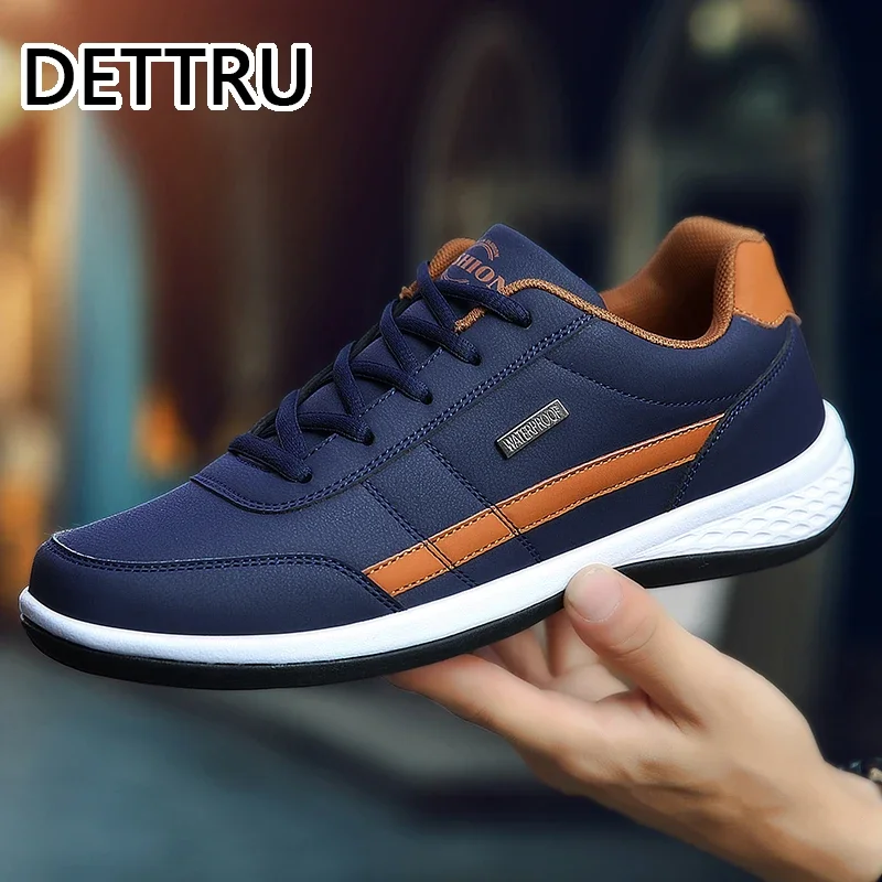 Zapatos de cuero de marca de lujo para hombre, zapatillas informales de tendencia inglesa, calzado de ocio transpirable