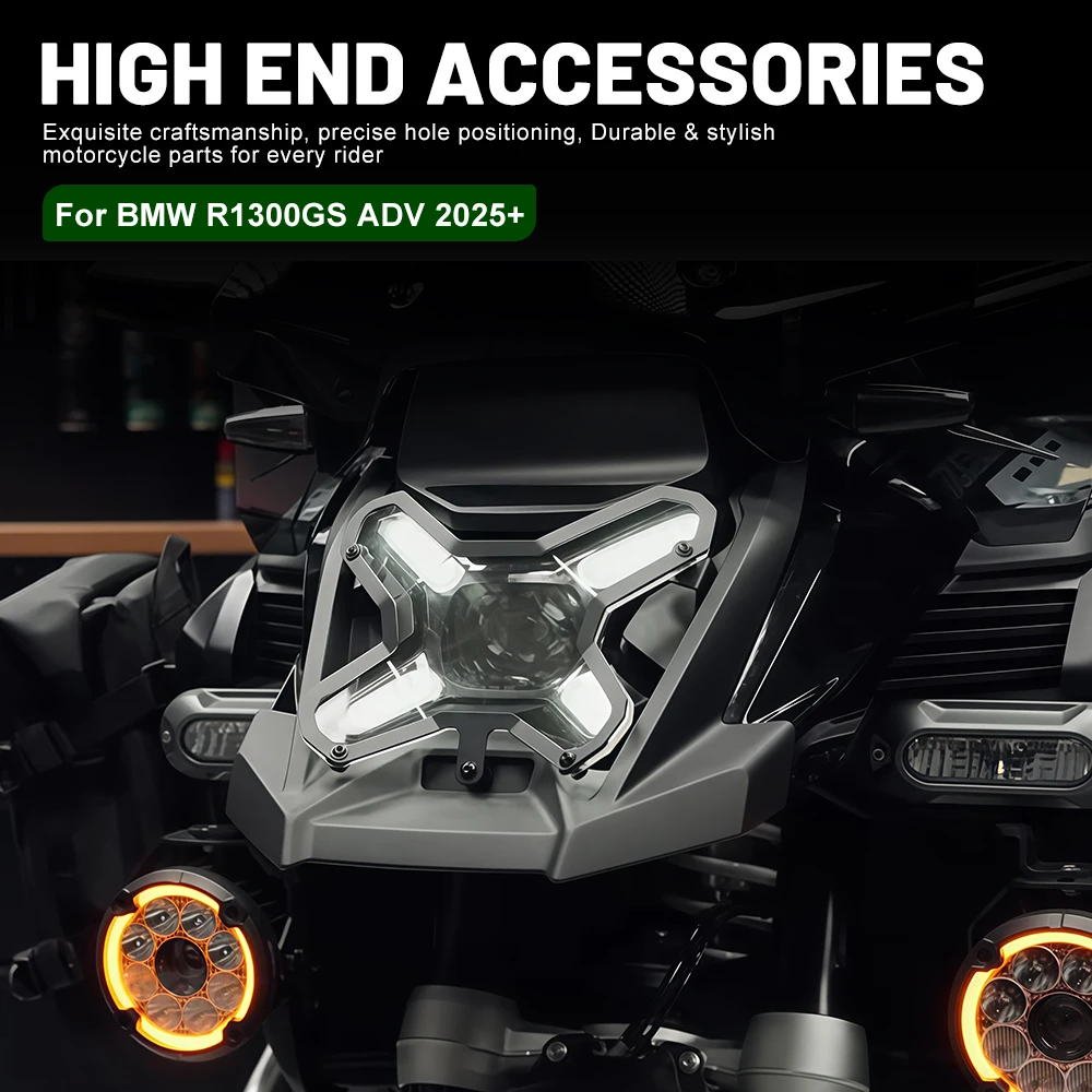 Premium Durable Scratch-Resistant Front Headlight Grill Shield  For BMW R1300GS ADV Dual-Color Lens Snap-On Protective Shield