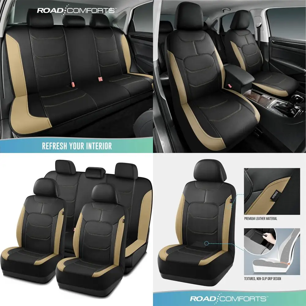 

Seat Covers, Premium Leather Car Seat Covers Full Set,Airbag Compatible, Automotive Seat Covers Universal Fit Most Cars,Vans,Tru