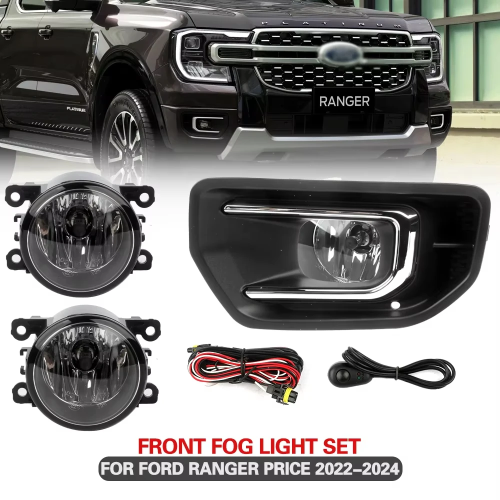 

Front Bumper Fog Lamp Upgrade Kit FOR Ford Ranger price 2022 2023 2024 Version Additional Foglight Set Switch + Wiring