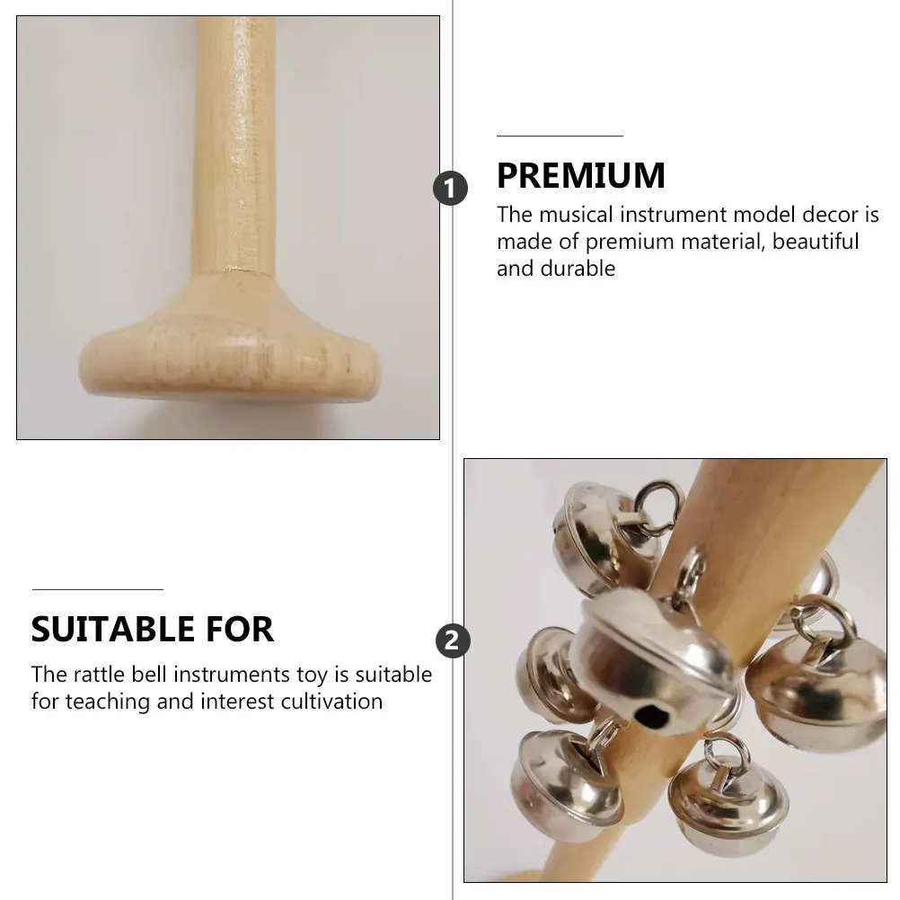 

2 Pcs Baby Toys Wooden Rod Bell Plaything Rattle Bells Stick Children Musical Teaching Aids