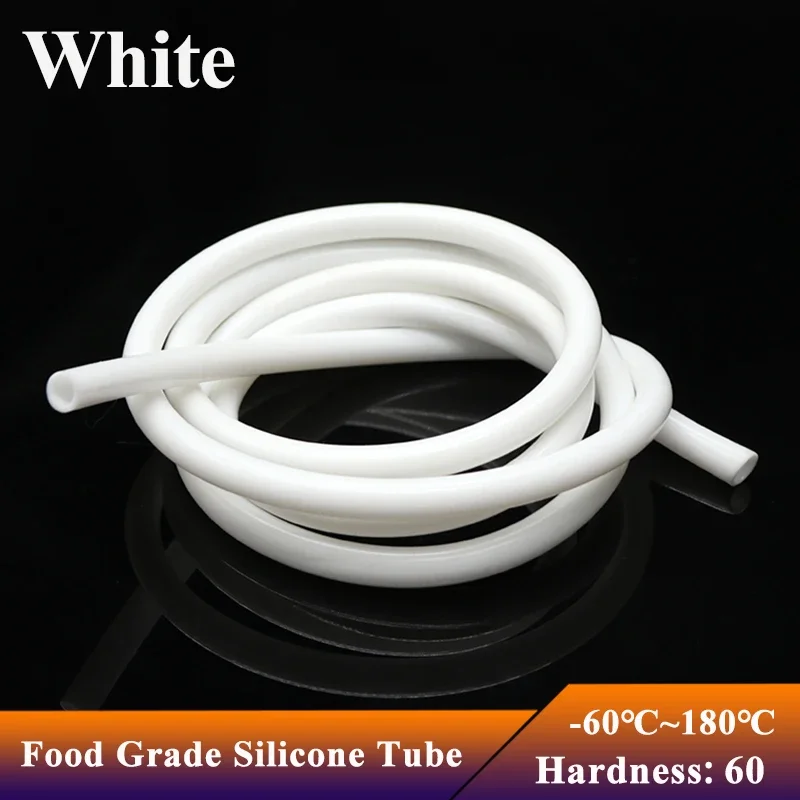 Tuyau en caoutchouc de Silicone blanc de qualité alimentaire, 1/5/10M, ID 0.5 1 2 3 4 5 6 7 8 9 10 12 14 16 18 20 25mm, Tube Flexible non toxique