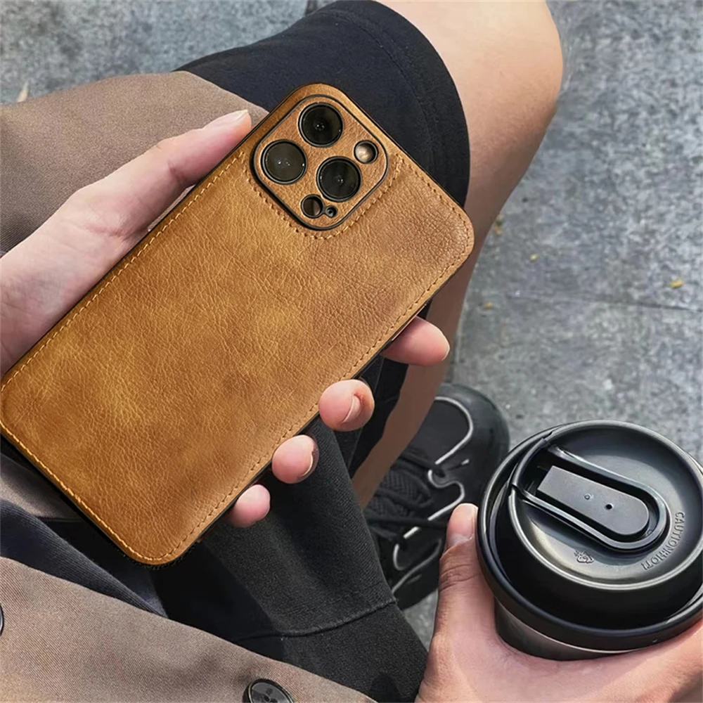 Premium Luxury Leather Phone Case For iPhone 17Air 16 15 14 13 12 11 Pro Max XS XR 7 8 Camera Protection Shockproof Back Cover - náhled 4