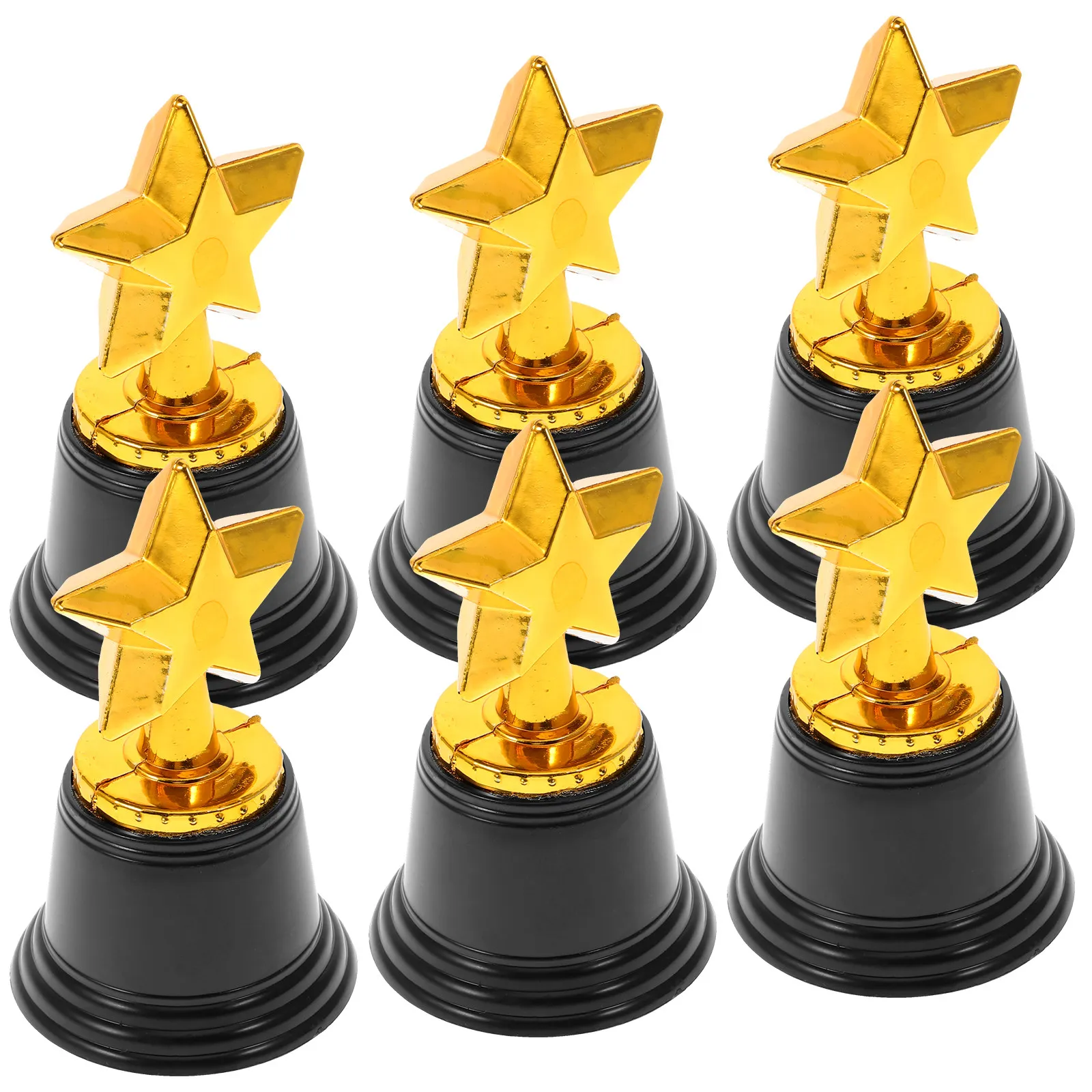 

6Pcs Plastic Star Award Trophies Black Base Party Game Prizes Classroom Kids Ceremony Appreciation Rewards Star Award Trophy