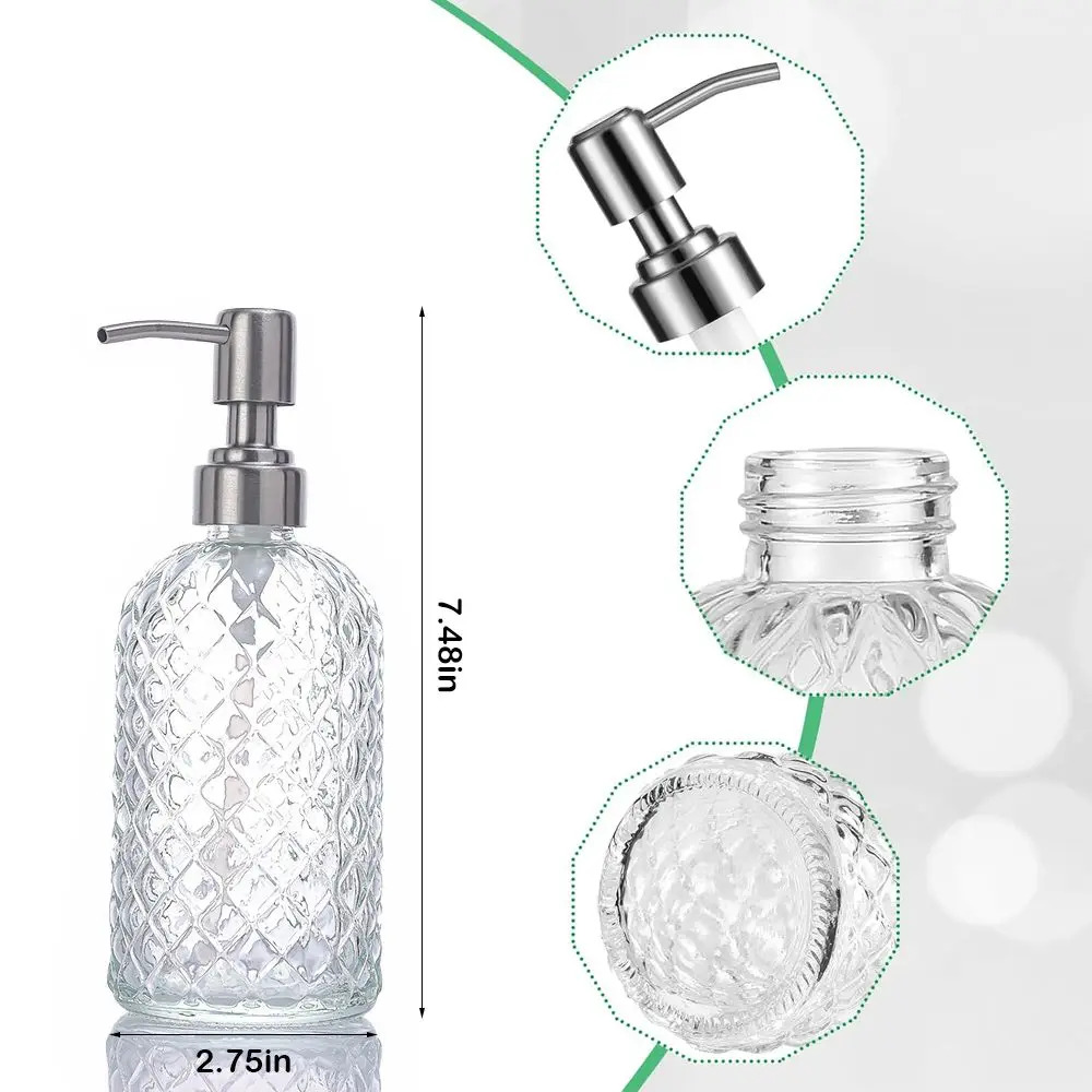 Pompe en acier inoxydable antirouille Regina, distributeur de liquide quotidien, d'extraction de désinfectant pour les mains, verre optique, 304 ml, 350