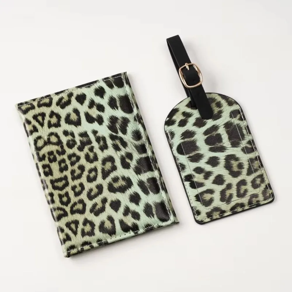 2pcs Leopard Print Passport Cover PU Leather Unisex Design Passport Holder Protective Cover Storage Bag Travel Document Holder