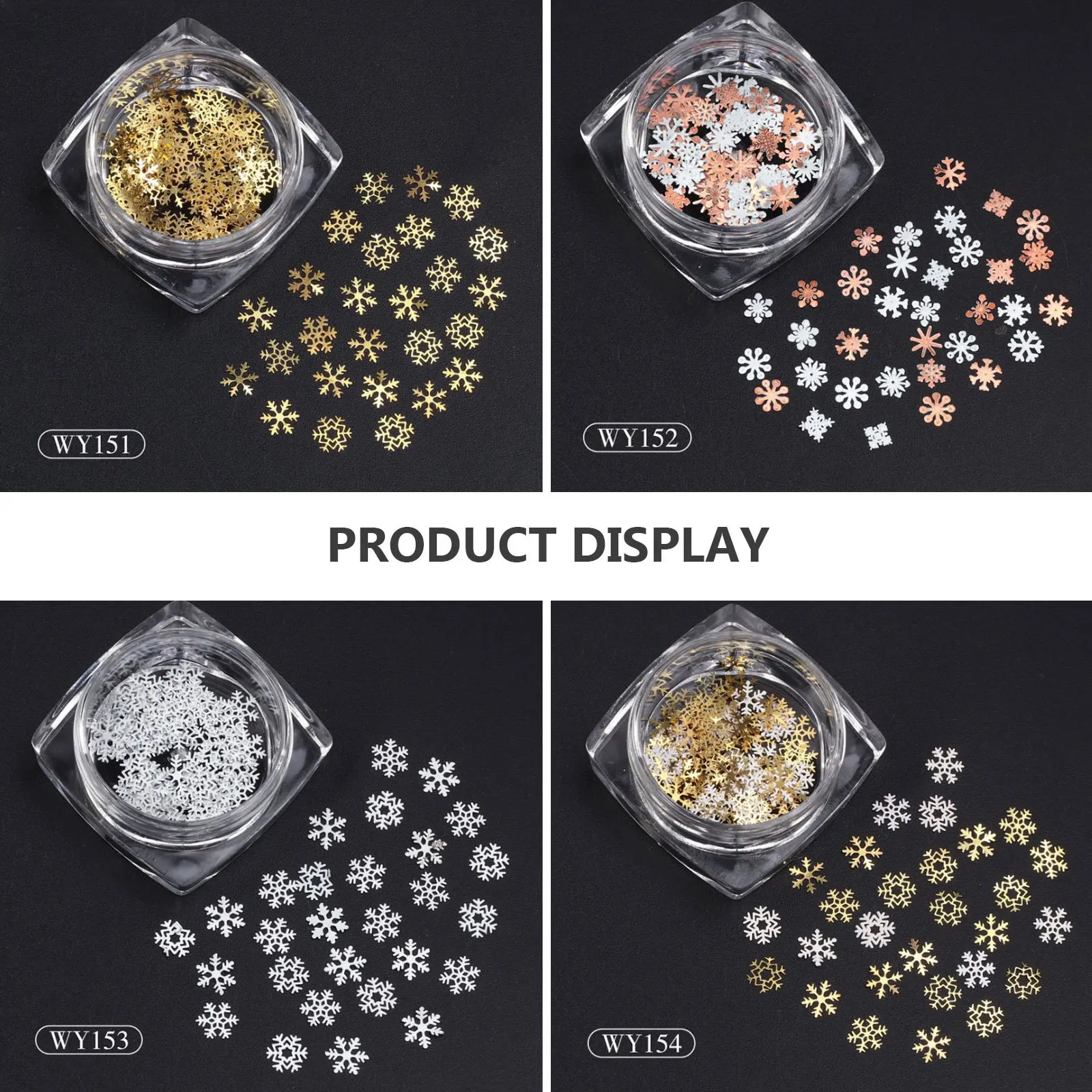 

4 Boxes Nail Sticker Christmas Snowflake Pattern Metal Nail Art Decals Safe DIY Supplies for Women Metal Stickers