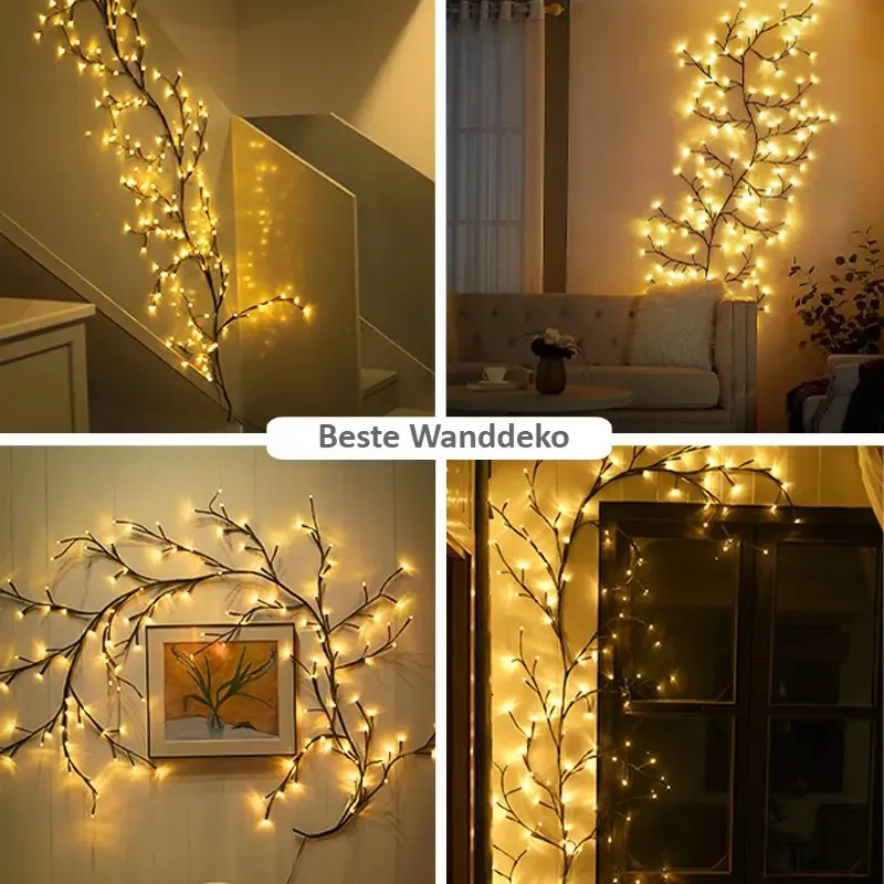 Lampu String 144 LED Bentuk Cabang Pohon untuk Dekorasi Dinding Kamar Tidur, Lampu Strip Pohon Rambat, Lampu Atmosfer DIY untuk Penerangan Rumah