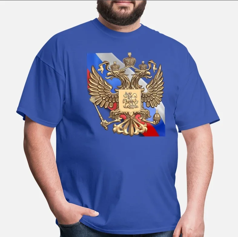 Russian Flag Patriotism Russia Double-head Eagle National Emblem T-Shirt. Summer Cotton Short Sleeve O-Neck Mens T Shirt S-3XL