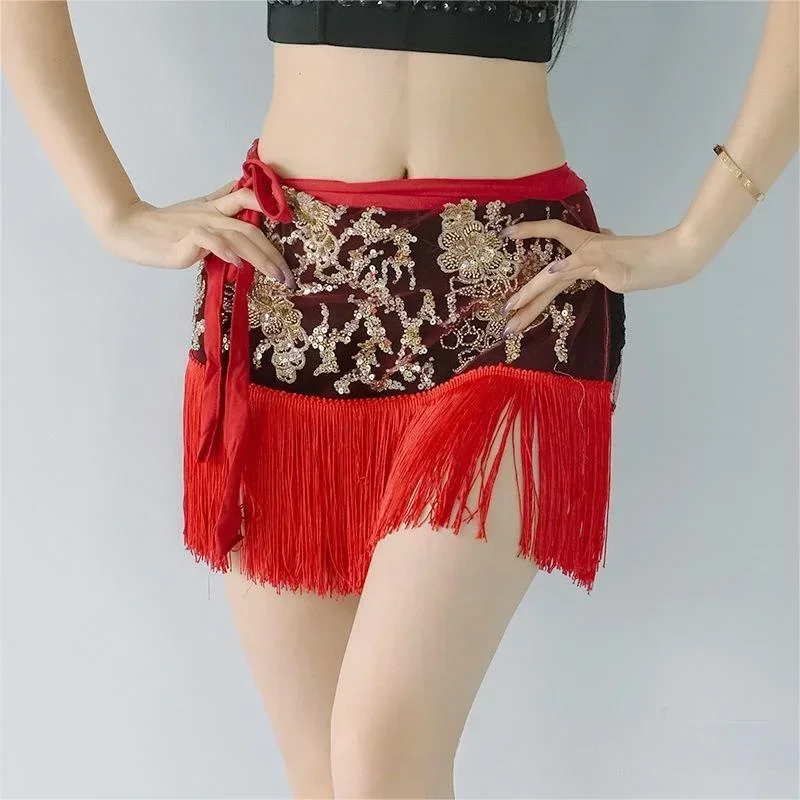 

Women Embroidery Tassel Belly Dance Hip Scarf Sexy Dance Waist Chain Skirt Costume Practice Clothes Outfit Belt