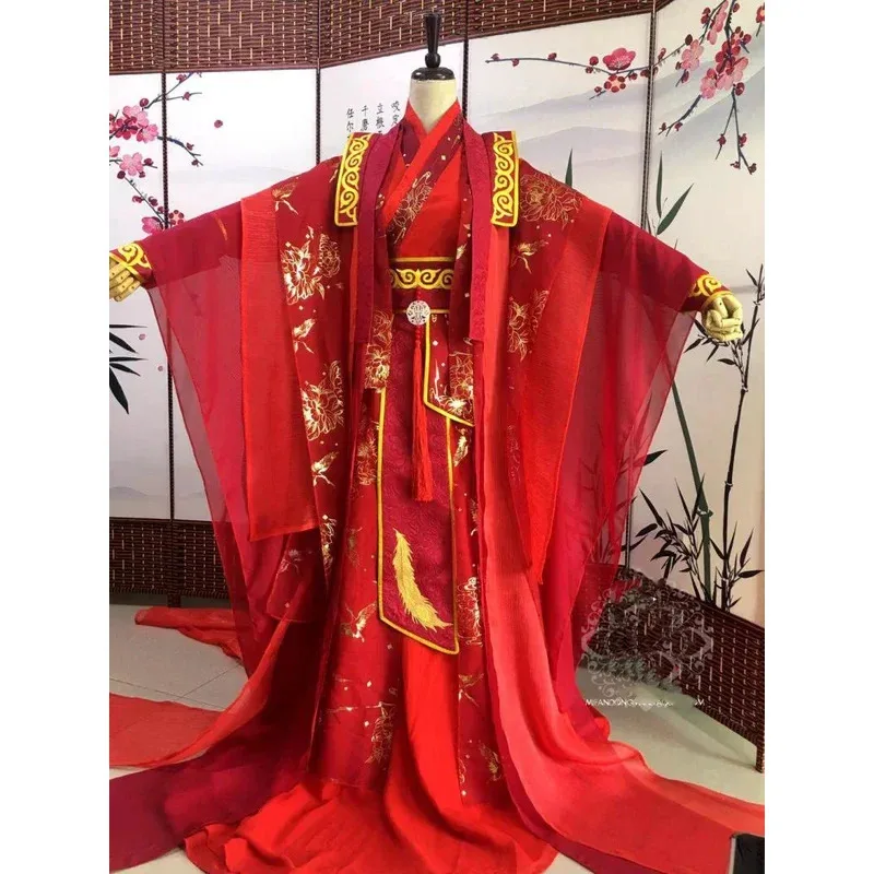NewAnime Mo Dao Zu Shi Lan Wangji disfraz de Cosplay Hua Cheng disfraces chinos tradicionales hombres adultos Hanfu vestido de novia rojo Costu