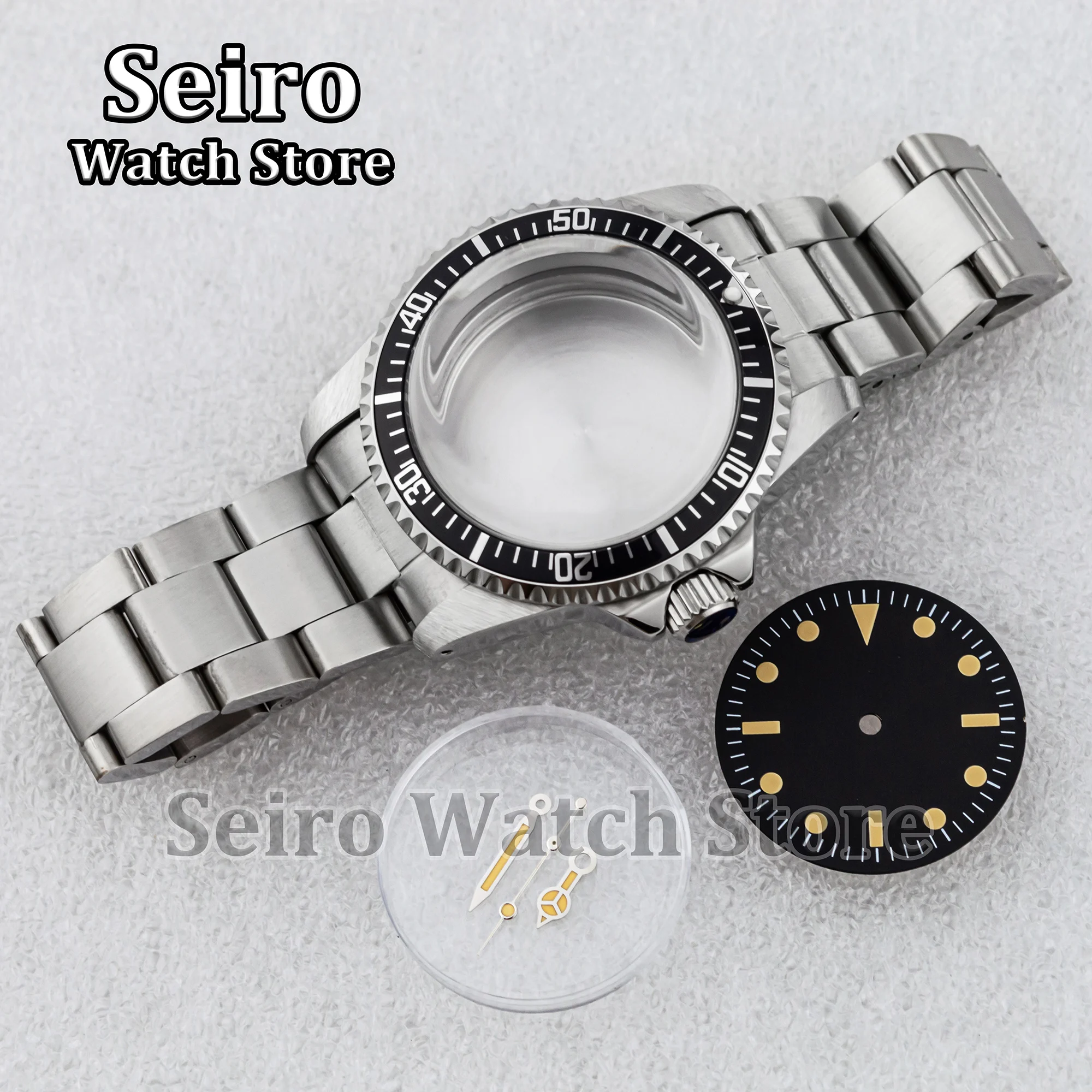 39MM Vintage Restro Silver NH35 Case Oyster Strap Arcylic Bubble Glass 28.5MM Dial Hands Watch Parts for SUB GMT NH36 Movement