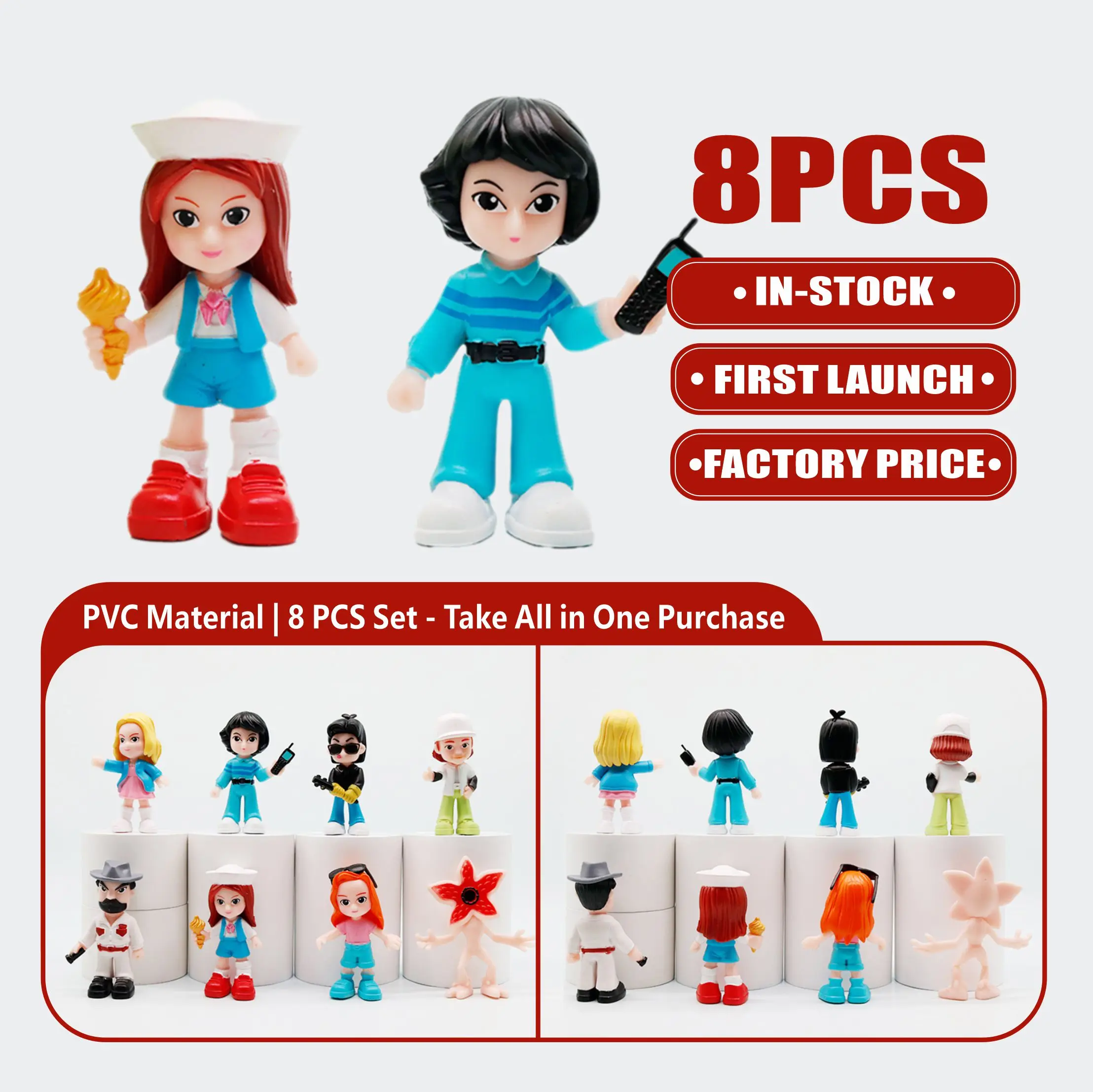 8 SZT |    Figurki postaci z anime z materiału PVC - 5 uroczych figurek - Dekoracja na biurko, kolekcja dla fanów i prezent świąteczny na Boże Narodzenie