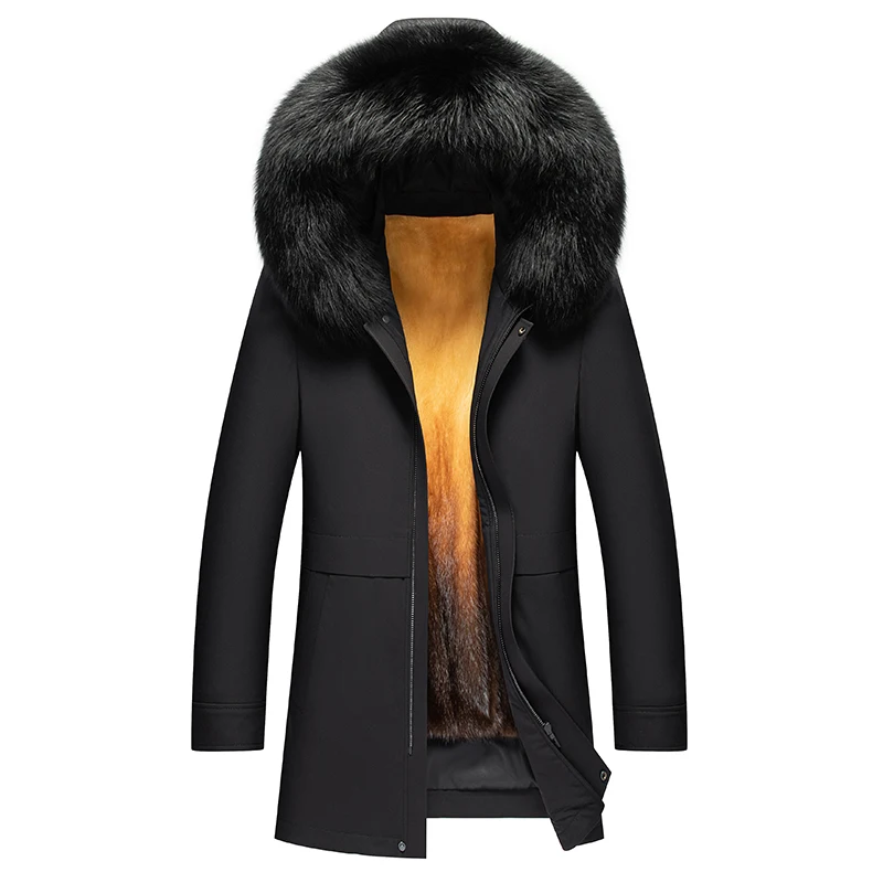 

High Quality Men's Coat Fashion Black Winter Warm Coat for Men Fur Linner Fur Collar Outdoor Winter Coats Men, Sizes M-4XL!