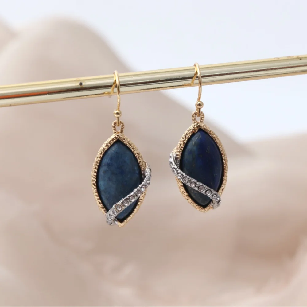 European and American Genius Designers Design Fashionable and Casual Lapis Lazuli Ear Hooks