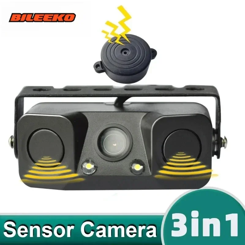

Bileeko 3-in-1 Car Parking Sensor Kit - Radar LED Display, Backup Monitor, Reversing Camera & Alarm with Night Vision