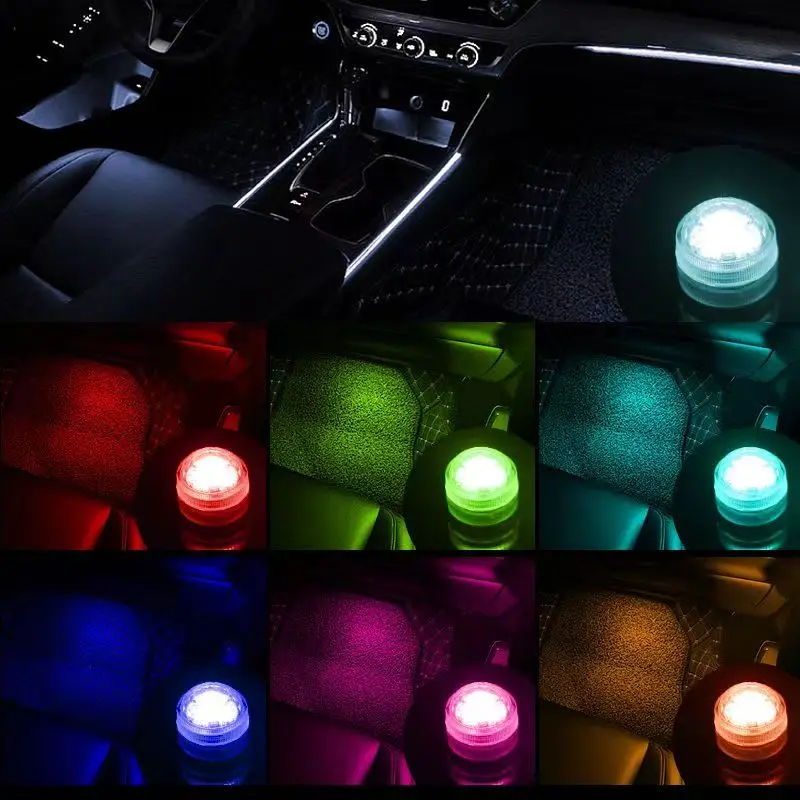 Lampe LED adhésive sans fil pour intérieur de voiture, éclairage d'ambiance avec télécommande, lampe d'ambiance pour le toit de la voiture, décoration de noël