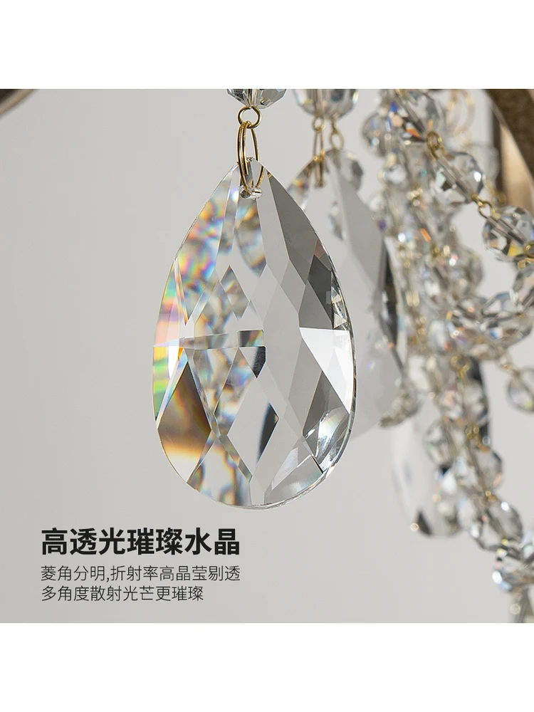 Villa duplex building high living room dining room light luxury French retro candle staircase crystal lamp