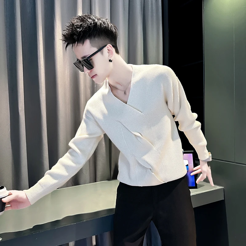 

Мужской вязаный свитер с утеплением, повседневный, теплый, с подкладкой, базовый слой для ношения под одеждой, осенне-зимний, новинка, трикотажный топ