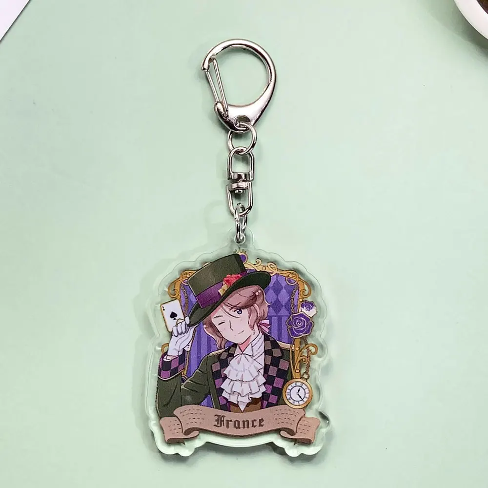 شخصيات أنيمي Hetalia الاكريليك سلسلة مفاتيح السيارة اكسسوارات العصرية Kawaii حقيبة سحر ظهره قلادة حلقة رئيسية هدايا للأصدقاء