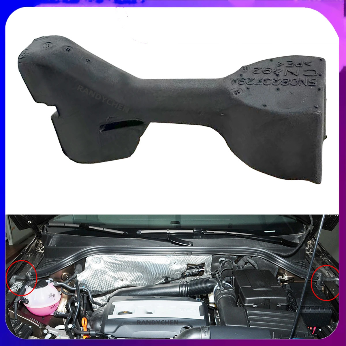 For VW Tiguan 5N MK1 2008-2018 5N0823729A Car Hood Bonnet Outer Insert Seal Filler Piece