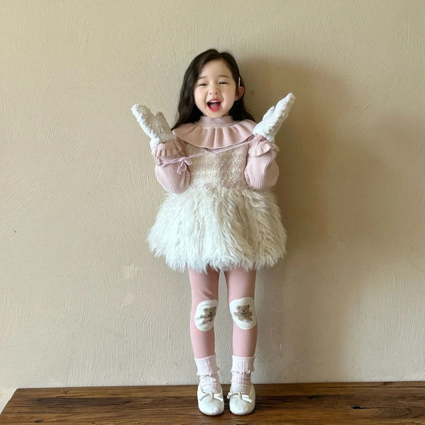 2024 Winter New Children's Clothing Korean Edition Children's Clothing Girls' Fashion Hairy Bottom Vest Skirt Winter Vest