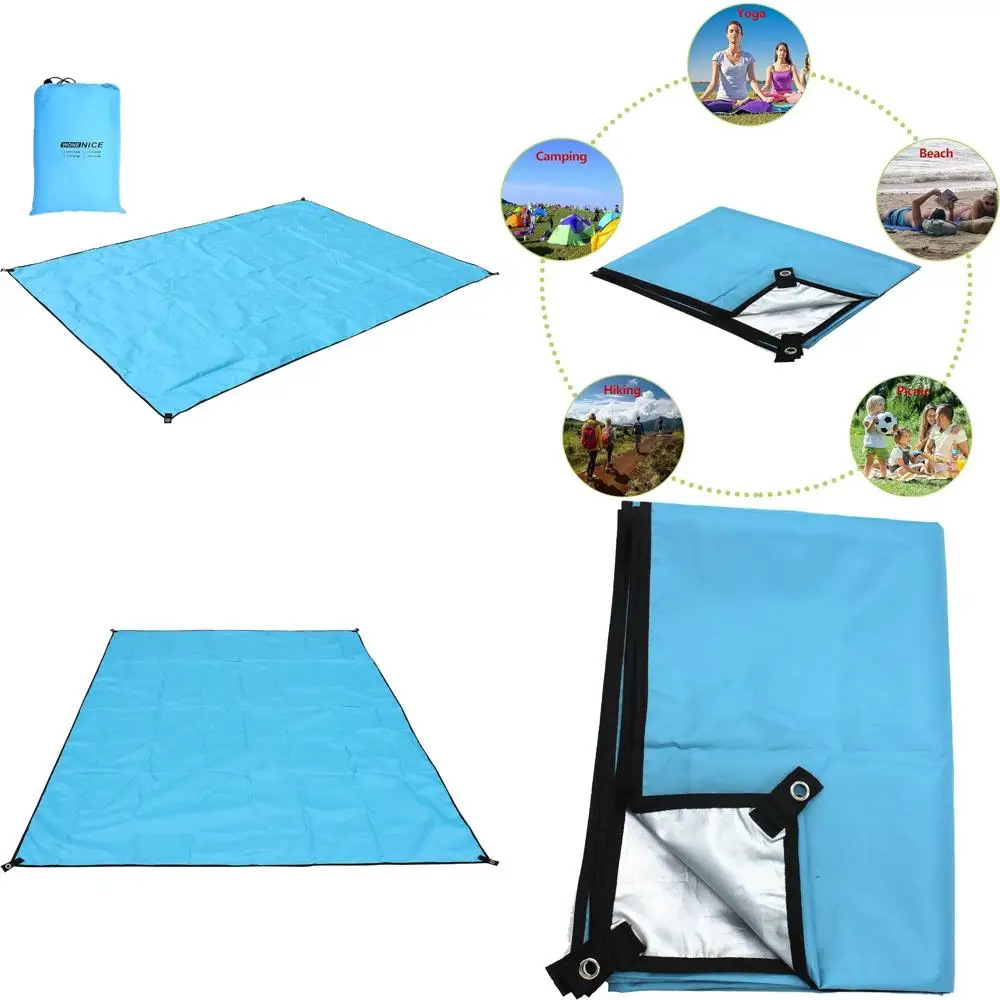 قماش القنب المدمج المقاوم للماء للاستخدام الخارجي مقاس 10 × 10 مع حماية من الأشعة فوق البنفسجية للتخييم والشاطئ والنزهات والمغامرات