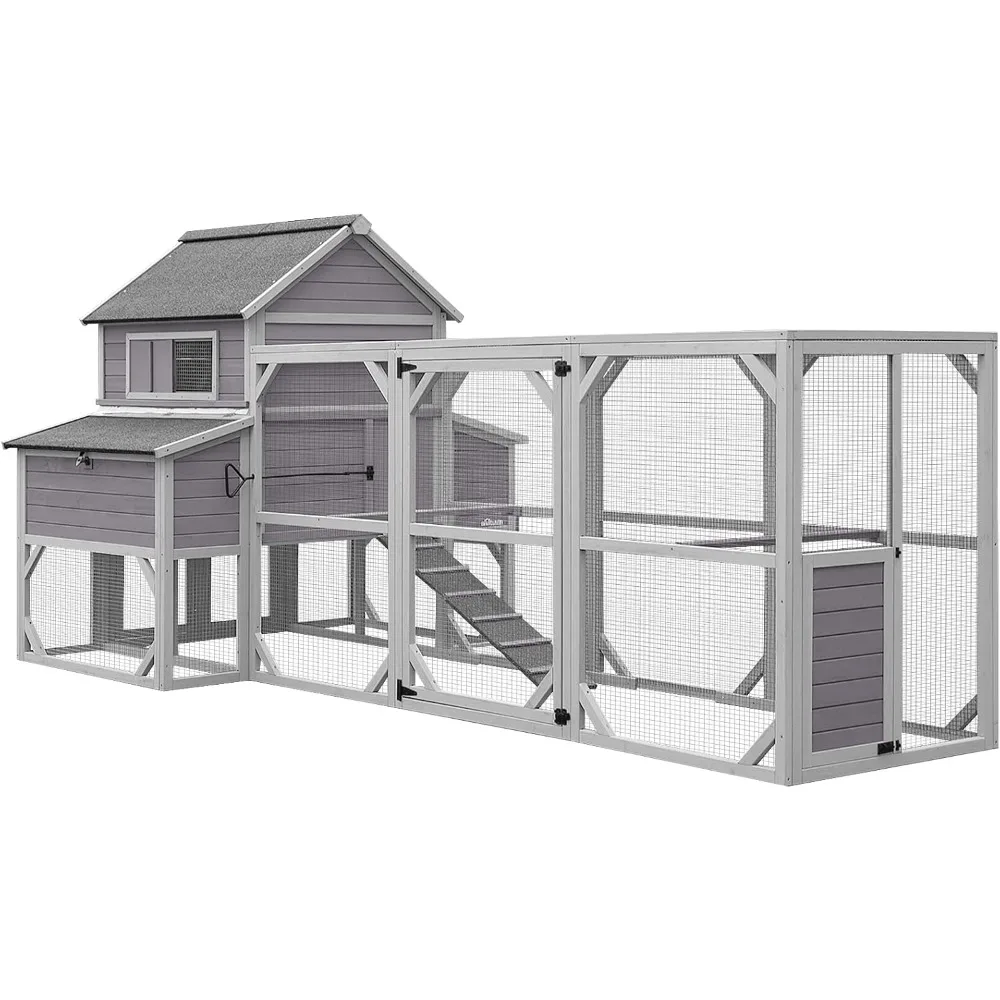 

Chicken Coop Extra Large Chicken House 55ft² for 10-15 Chickens Outdoor Wooden Hen House Poultry Cage with 6 Nesting Boxes, 6 P