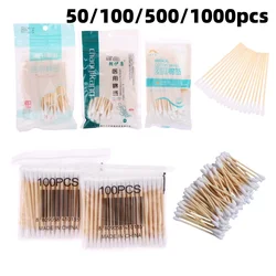 50-1000pcs Baby Care Tools Disposable Cotton Swab Makeup Nose Ear Sticks Cleaning Lint Free Cotton Ear Care Buds Swabs