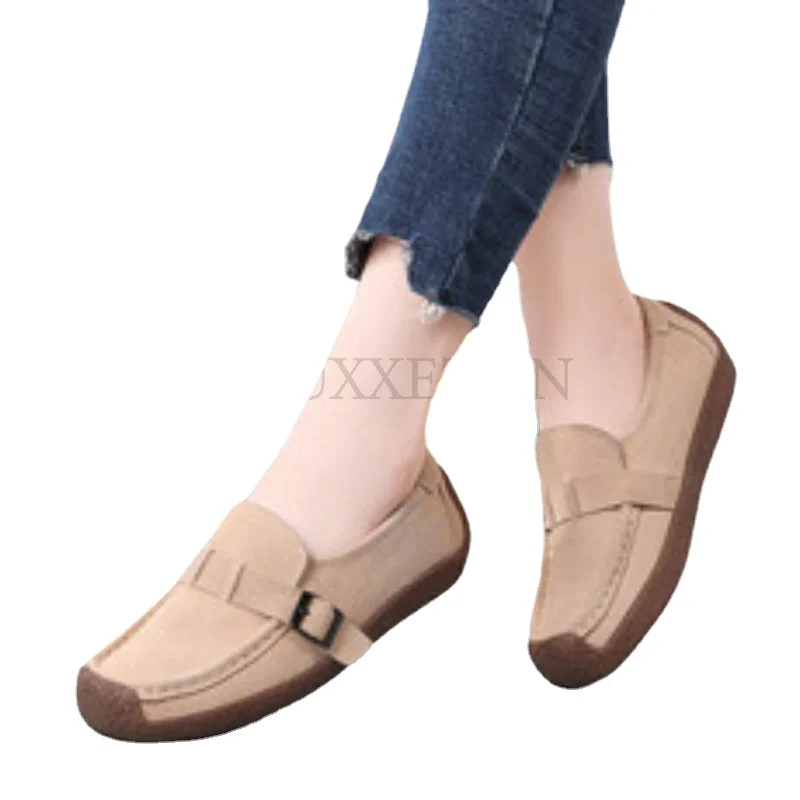 Women Genuine Leather Flats Designer Woman Ladies Casual Shoes Luxury Loafers Female Slip-on Boat Walking Shoes Moccasins