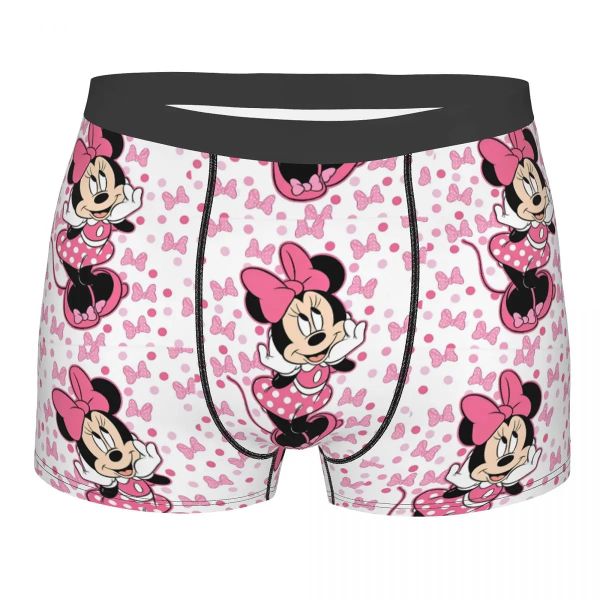 

Cartoon Cute Minnie Mickey Mouse Men's Long Underwear Pink Boxer Shorts Panties Fashion Breathable Underpants for Male S-XXL