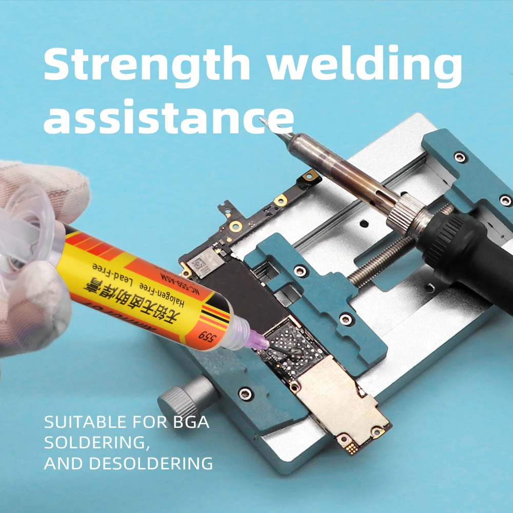BGA إصلاح تدفق ديسولديرينغ وإزالة لحام NC559 معجون لحام خالي من الرصاص والهالوجين، تنظيف النحاس النقي، Wir شفط القصدير