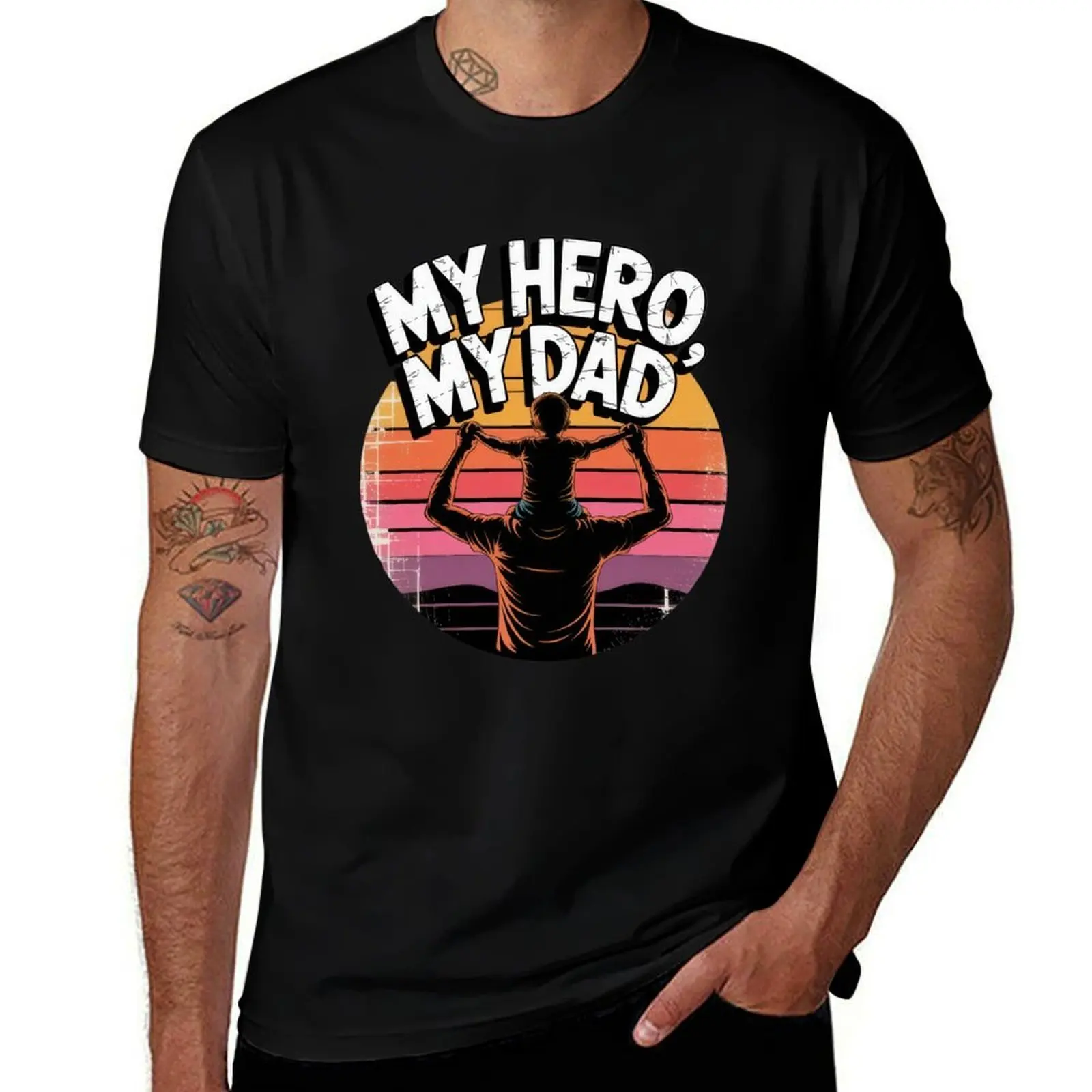 

My Hero My Dad – Father’s Day Sunset Design T-Shirt graphic t shirts blanks man clothes compression shirt men