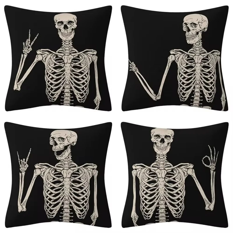 

Halloween Pillow Covers 18X18inch Throw Pillow Covers 4Pieces Halloween Cushion Case Halloween Decorations Pillow Covers