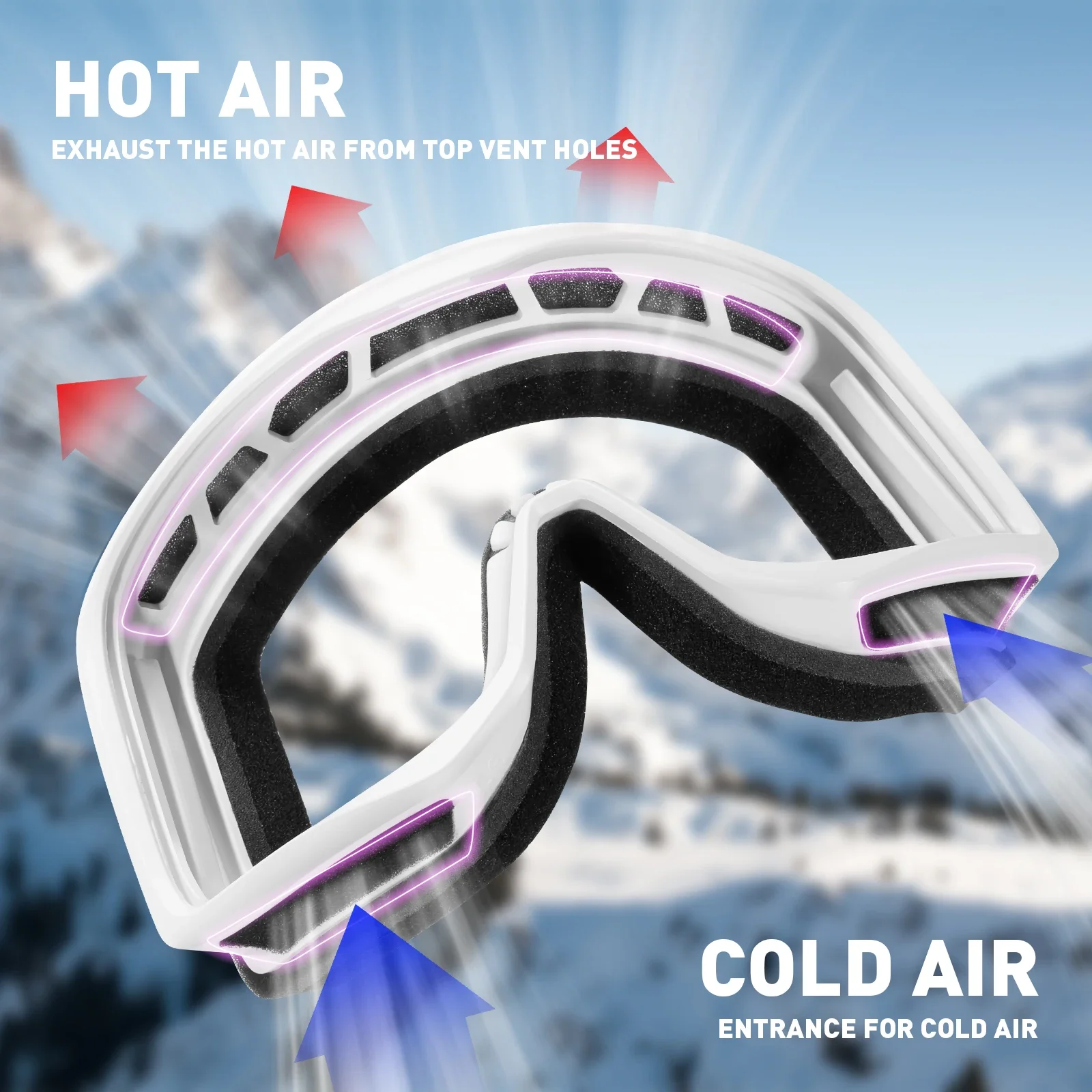 KAPVOE 남성용 야외 스포츠 스키 고글 신형 변색 스키 스노보드 고글 여성용 UV400 겨울 눈 보호 안경