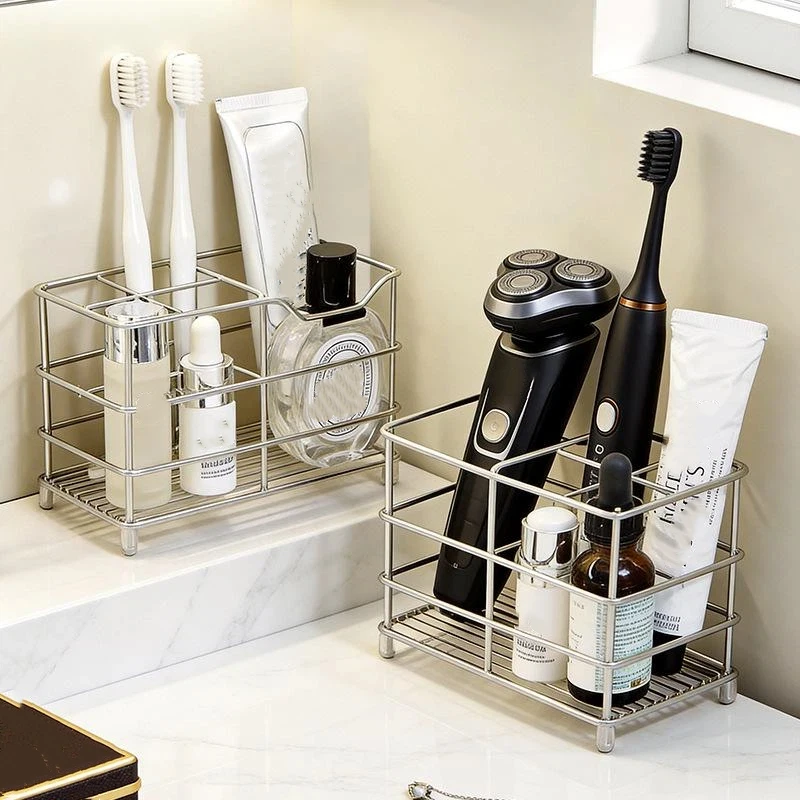 Stainless Steel Toothbrush Holder Shaving Equipment Storage Rack Electric Toothbrush Organizer Accessories For Bathroom