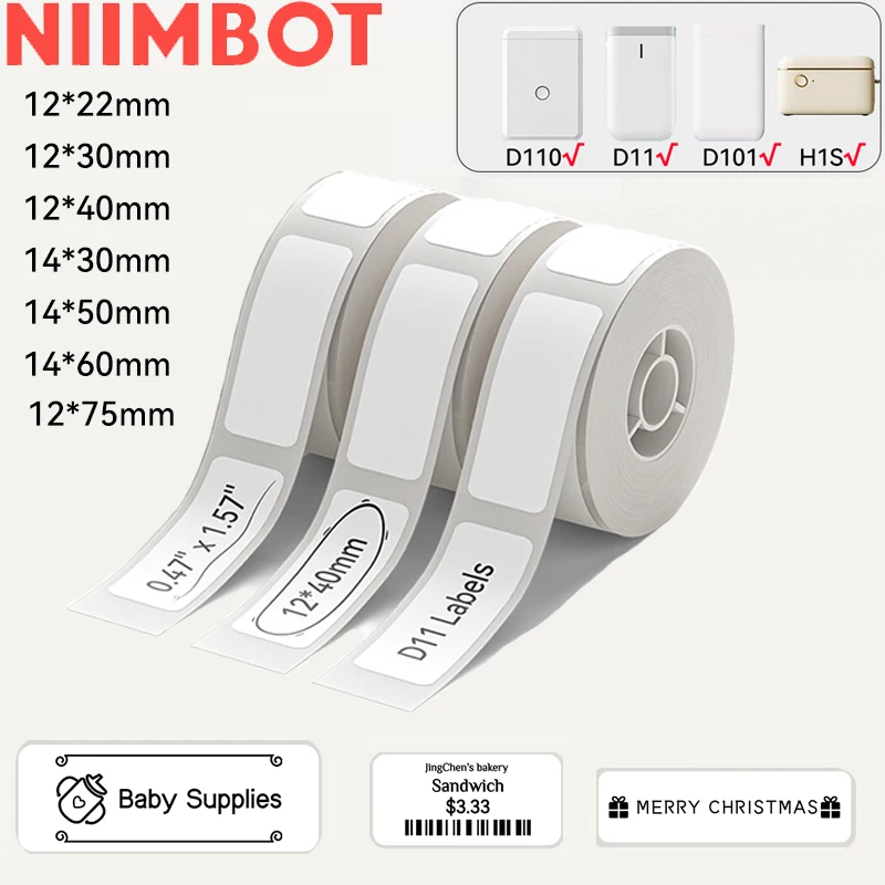 ورق ملصقات مقاوم للماء ملصق طباعة مضاد للزيت شريط سعر مقاوم للخدش ملصق لـ Niimbot D11 D110 D101 H1S